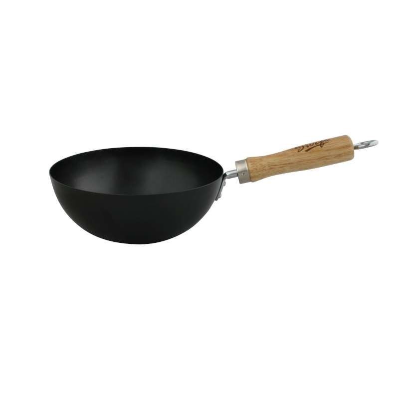 Dexam Small Wok Carbon Steel Body With Wooden Handle 8" 20cm