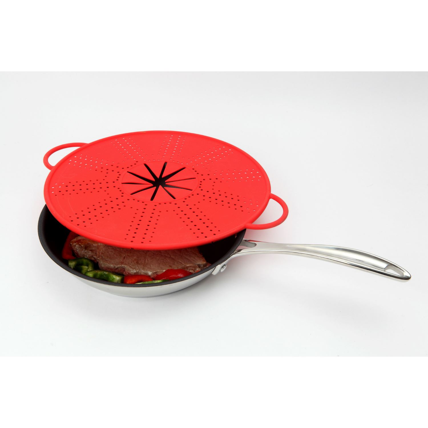 Red Splatter Guard / Shield 33cm Silicone Heat Resistant