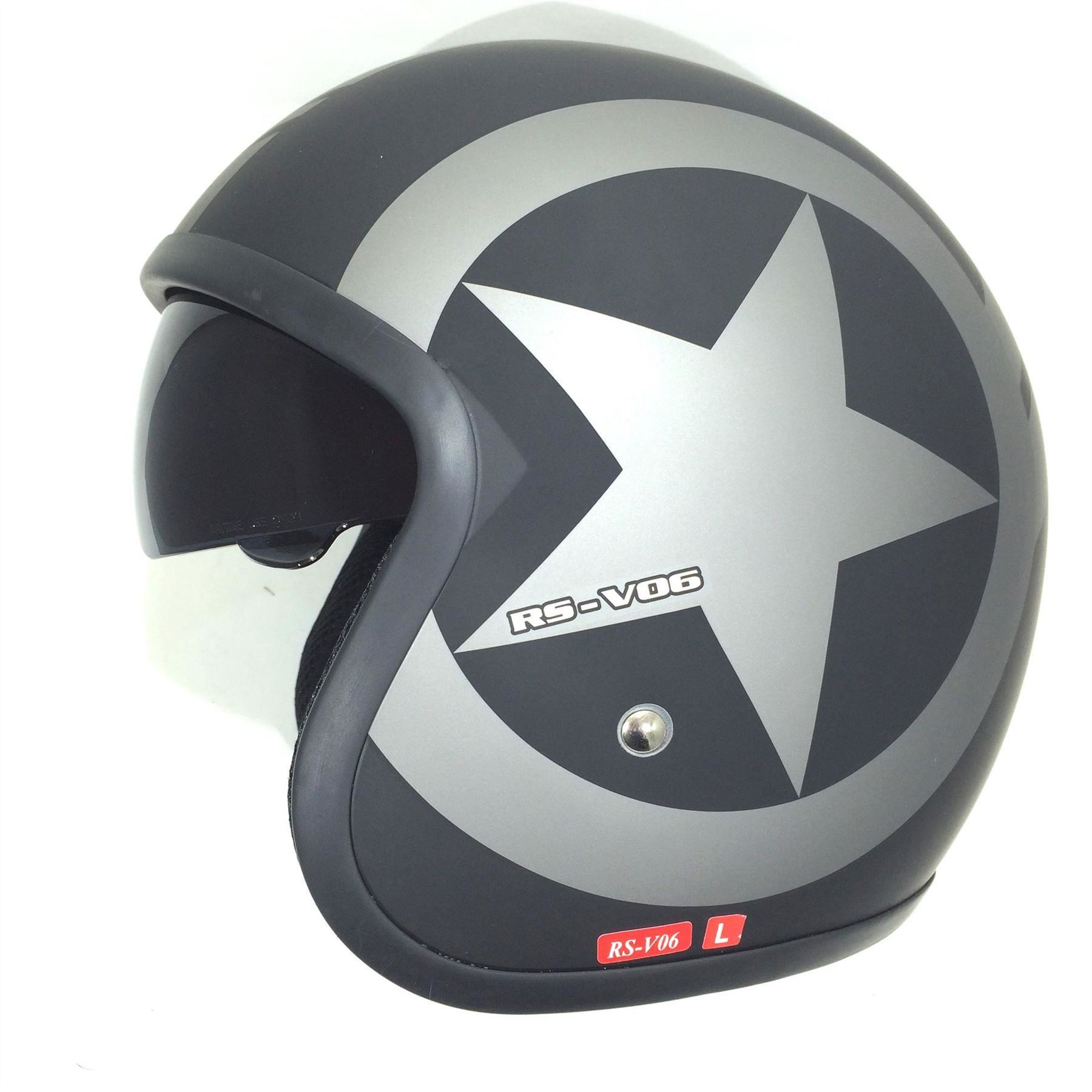 VIPER RSV06 OPEN FACE TARGET MATT SCOOTER MOTORCYCLE RETRO HELMET SUN