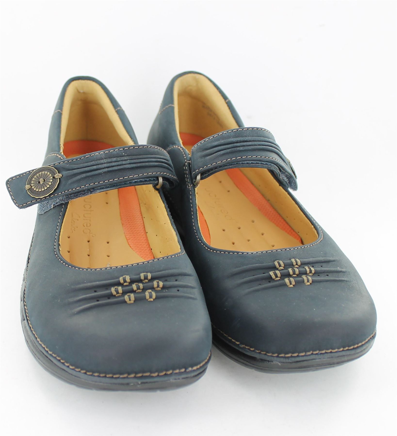 CLARKS LADIES CASUAL RED OR BLACK LEATHER UNSTRUCTURED VELCRO SHOES - UN LINDA - Picture 27 of 32