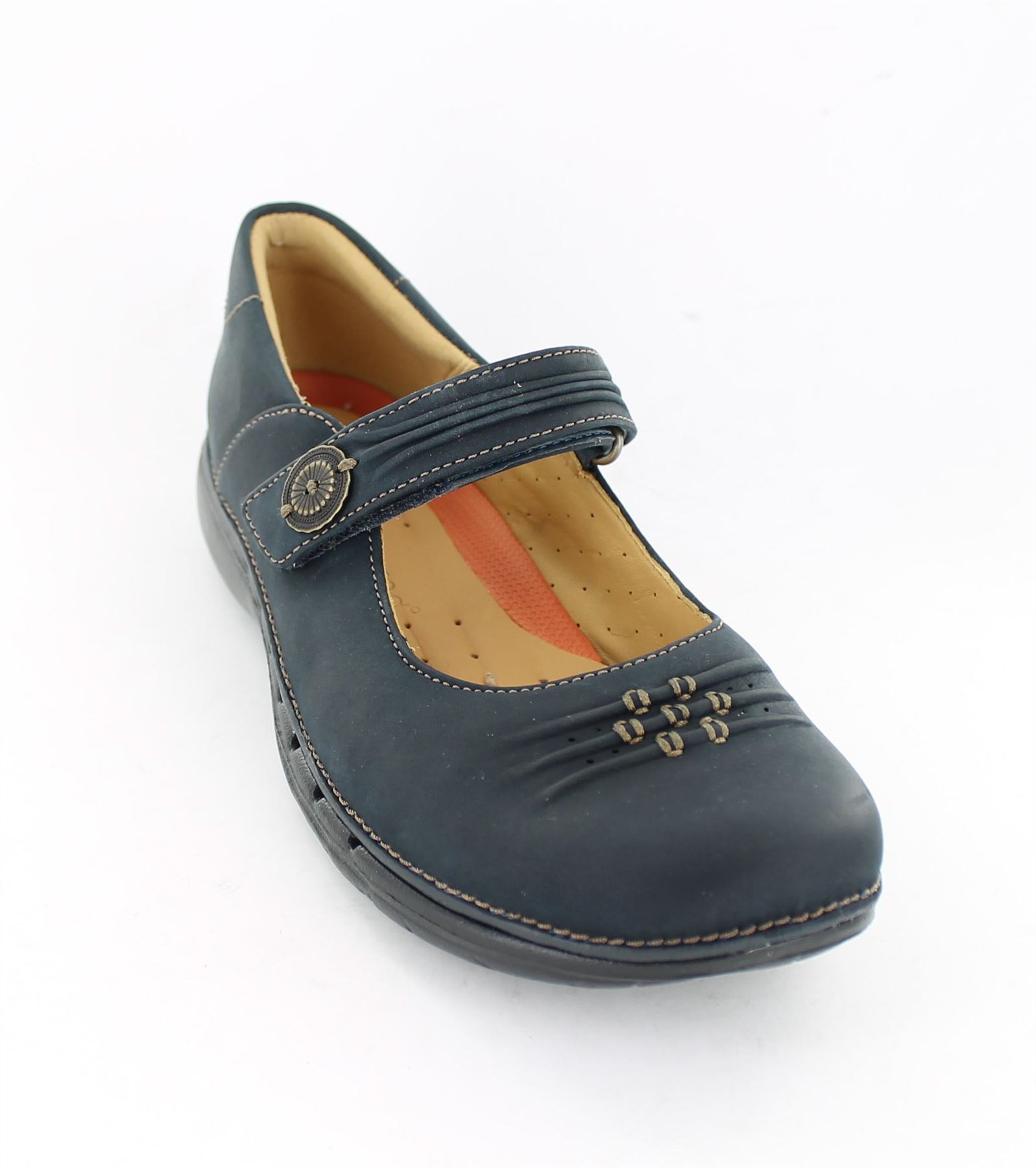 CLARKS LADIES CASUAL RED OR BLACK LEATHER UNSTRUCTURED VELCRO SHOES - UN LINDA - Picture 29 of 32