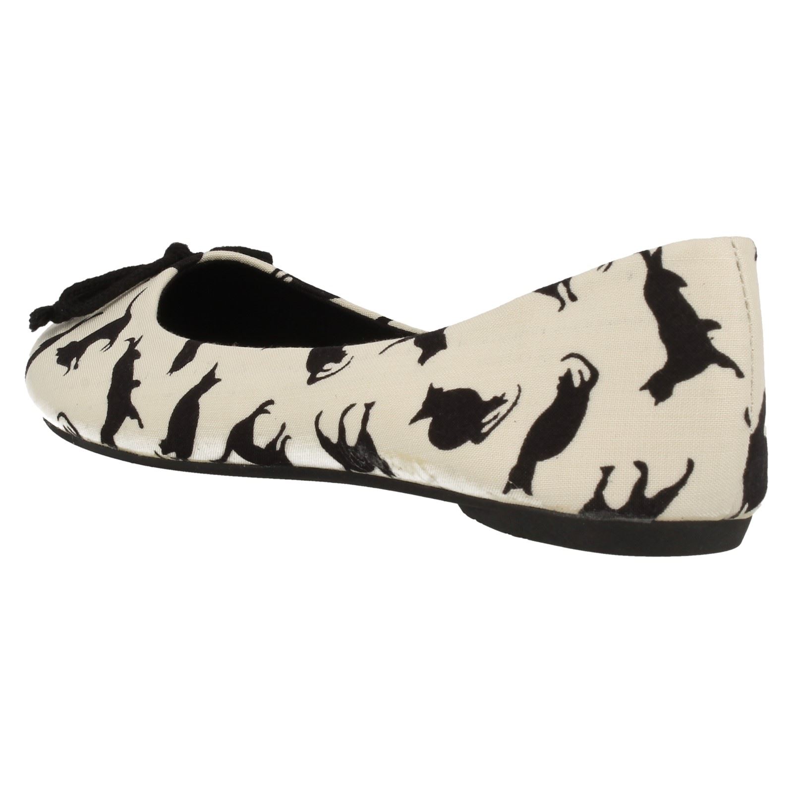 Ladies SpotOn Cat Print Ballerina Shoes eBay