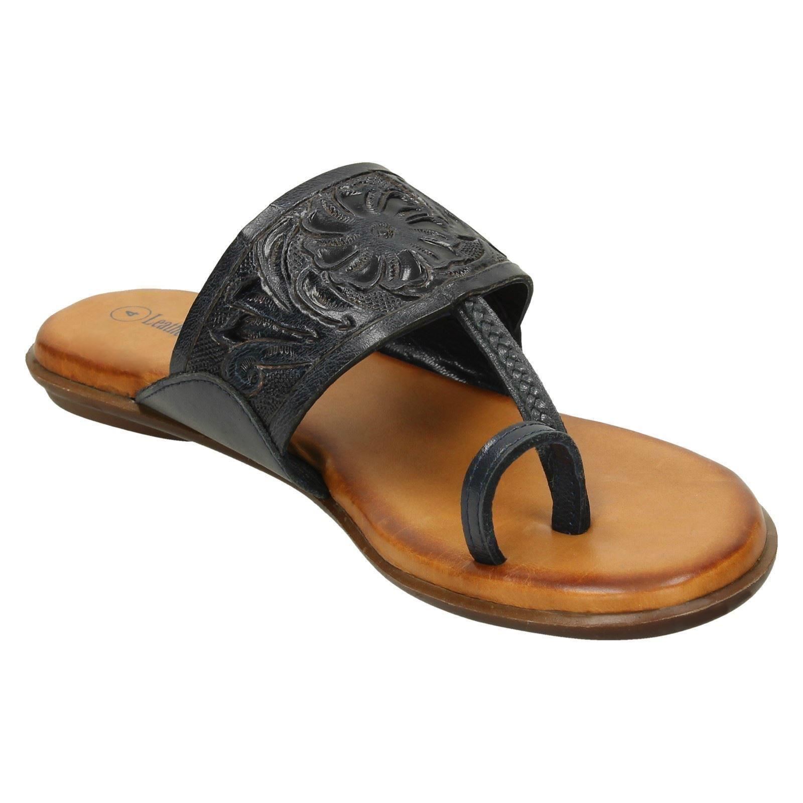 Ladies Leather Collection Flat Toe Loop Sandals F00041 | eBay