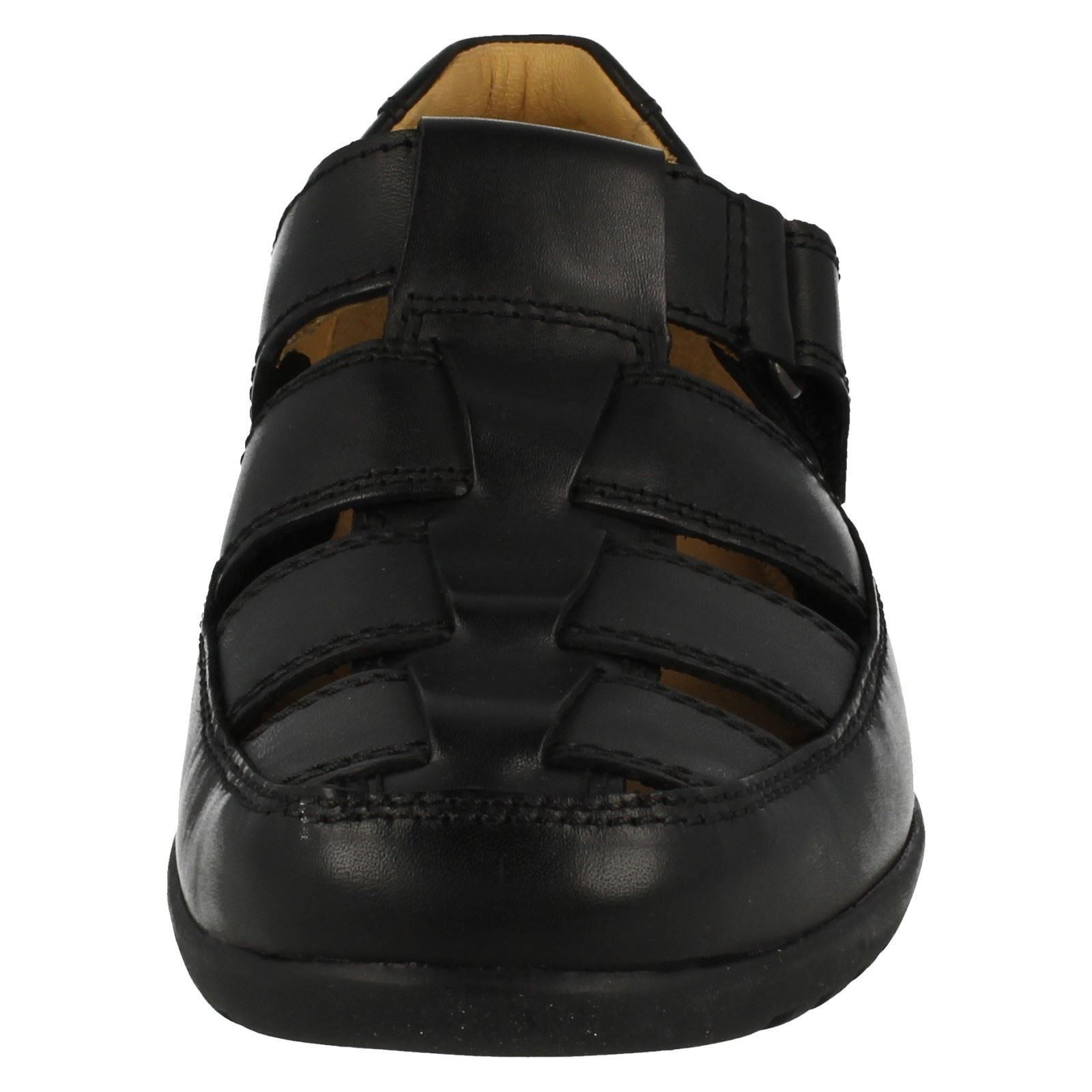 Mens Clarks Wide Fitting Leather Riptape Fastening Sandals Recline Open