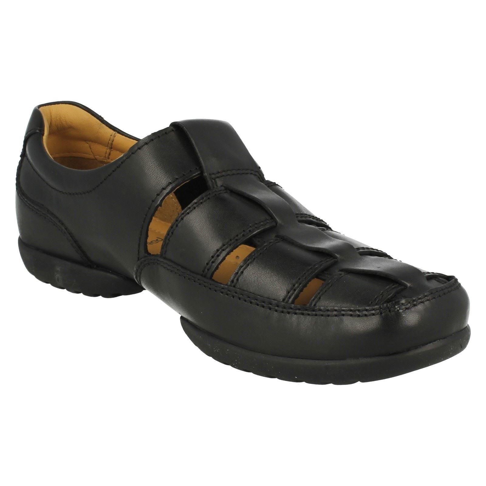Mens Clarks Wide Fitting Leather Riptape Fastening Sandals Recline Open