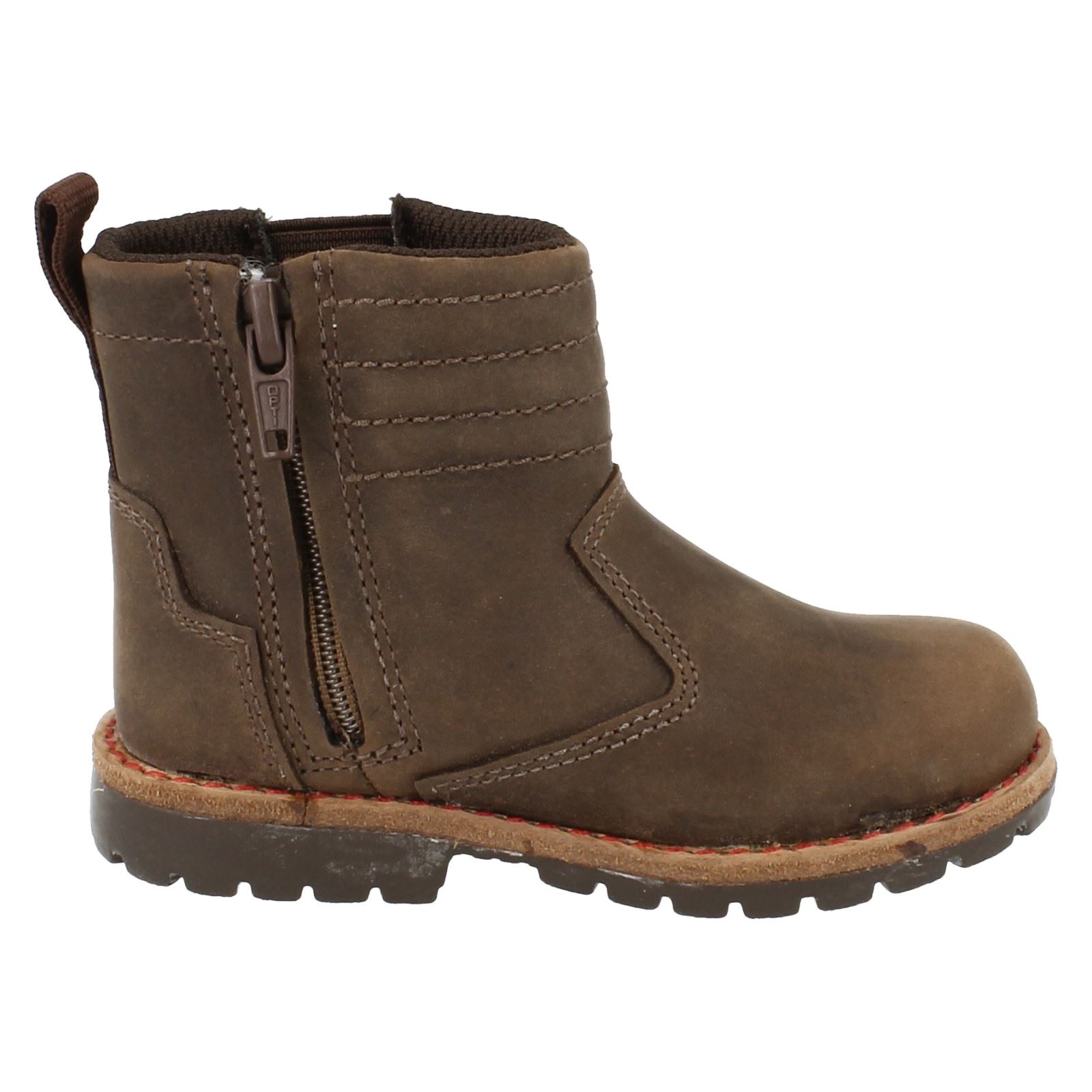Boys Clarks Infant Leather Zip Up Ankle Boots Build Boy eBay