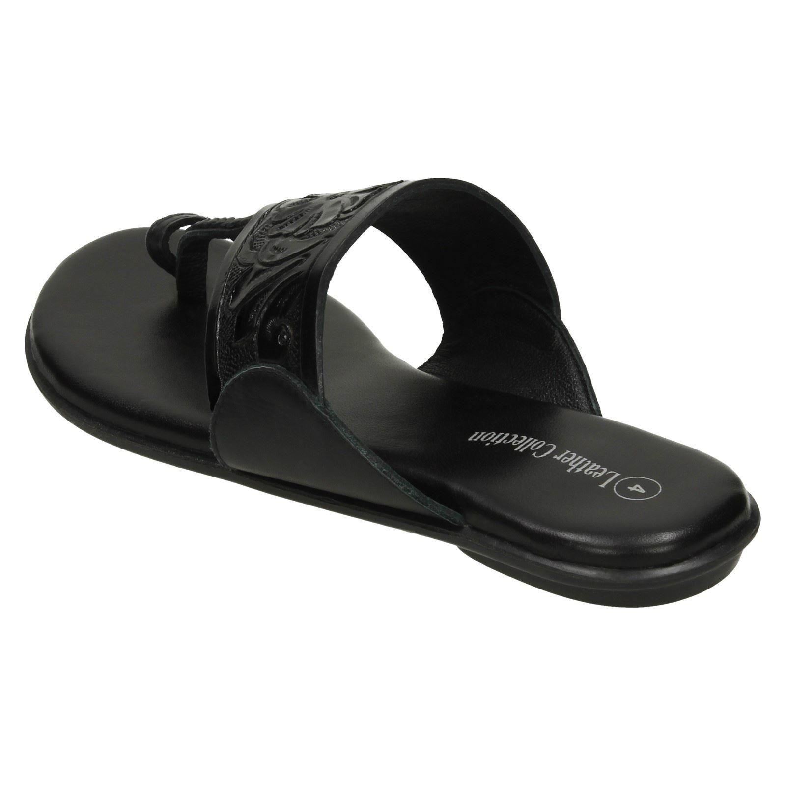 Ladies Leather Collection Flat Toe Loop Sandals F00041 | eBay