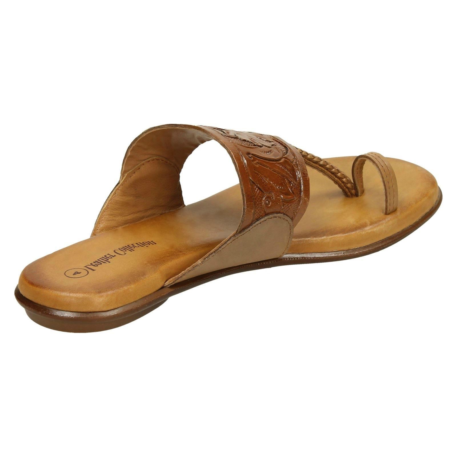 Ladies Leather Collection Flat Toe Loop Sandals F00041 | eBay