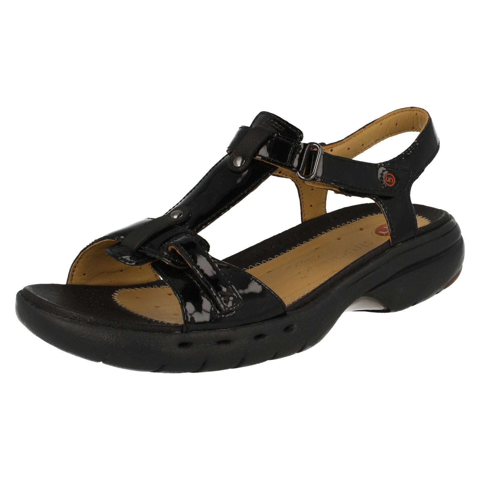 Ladies Clarks Unstructured Sandals / Velcro / Casual / Un Swish