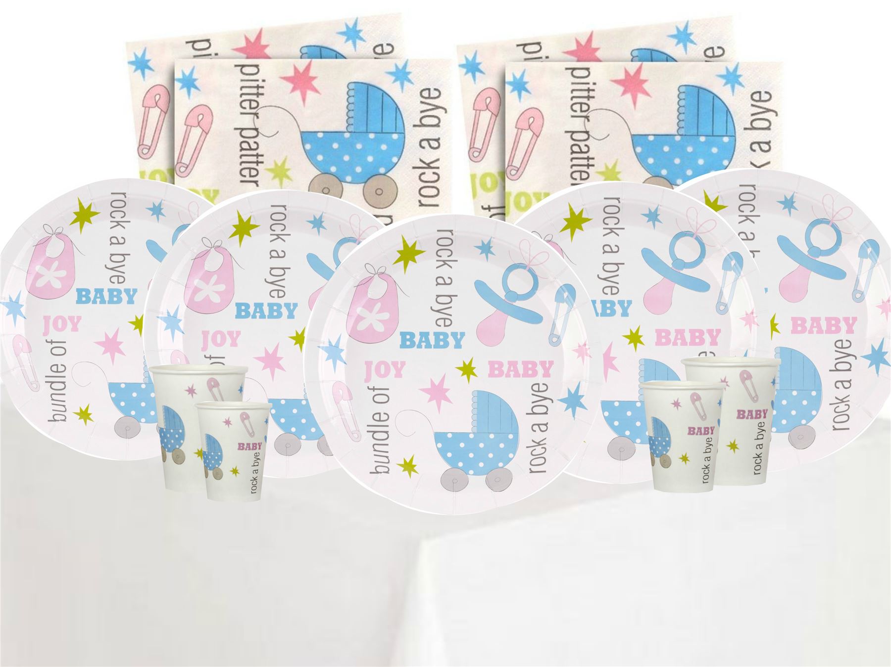 Baby Shower Tableware Set Boy Girl Unisex Neutral Plates Napkins Party