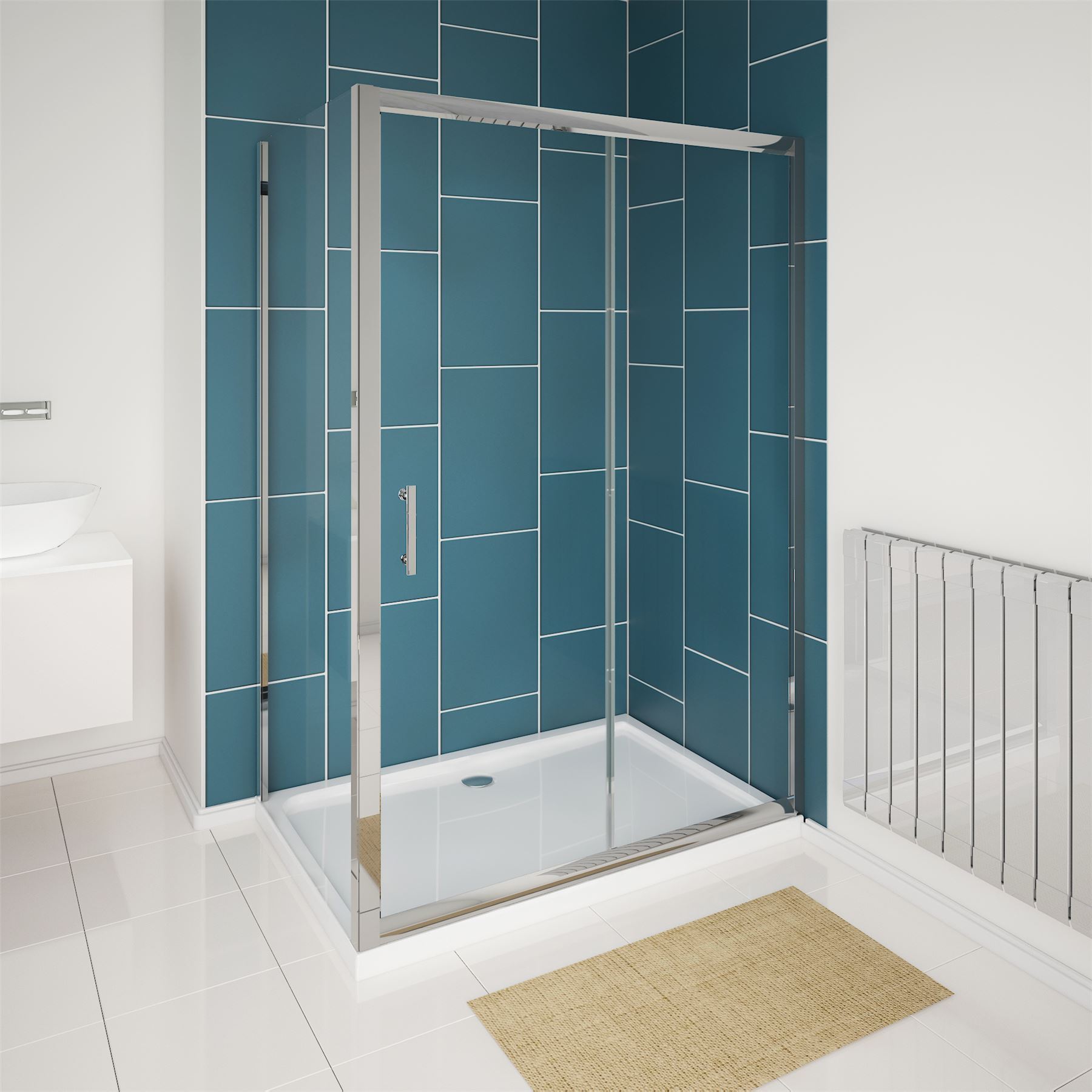 6mm Glass Walk in Single Sliding Chrome Shower Enclosure Cubicle Door