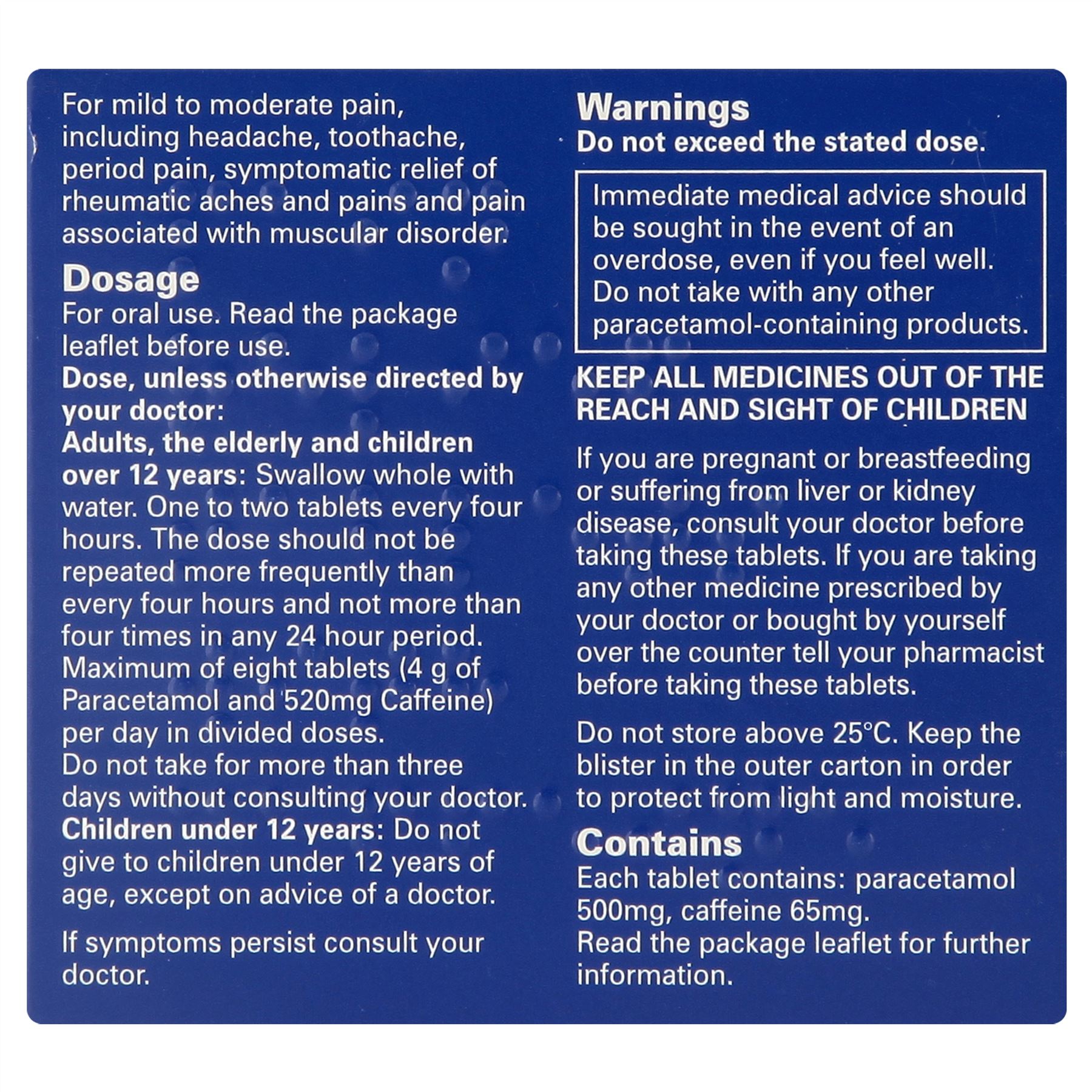 Galpharm Paracetamol Extra Strength Pain Relief Tablets with Caffeine