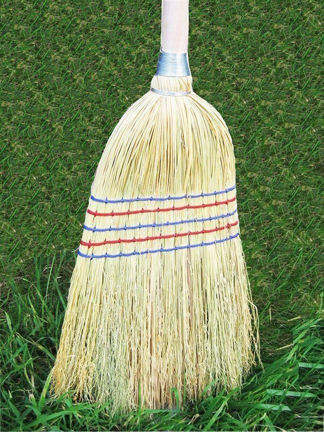 New Corn Broom American Style Complete With 53" (140cm) Long Wooden
