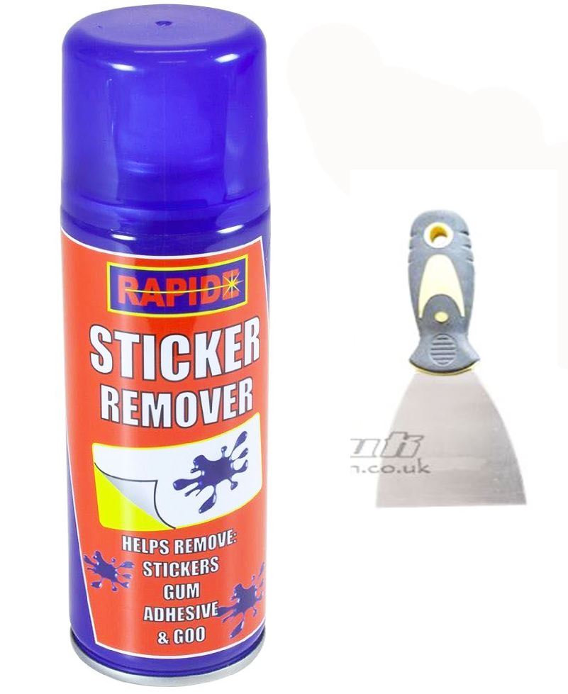New Sticker Remover Kit Spray With Scraper Sticky Gum Bathrooms Cars