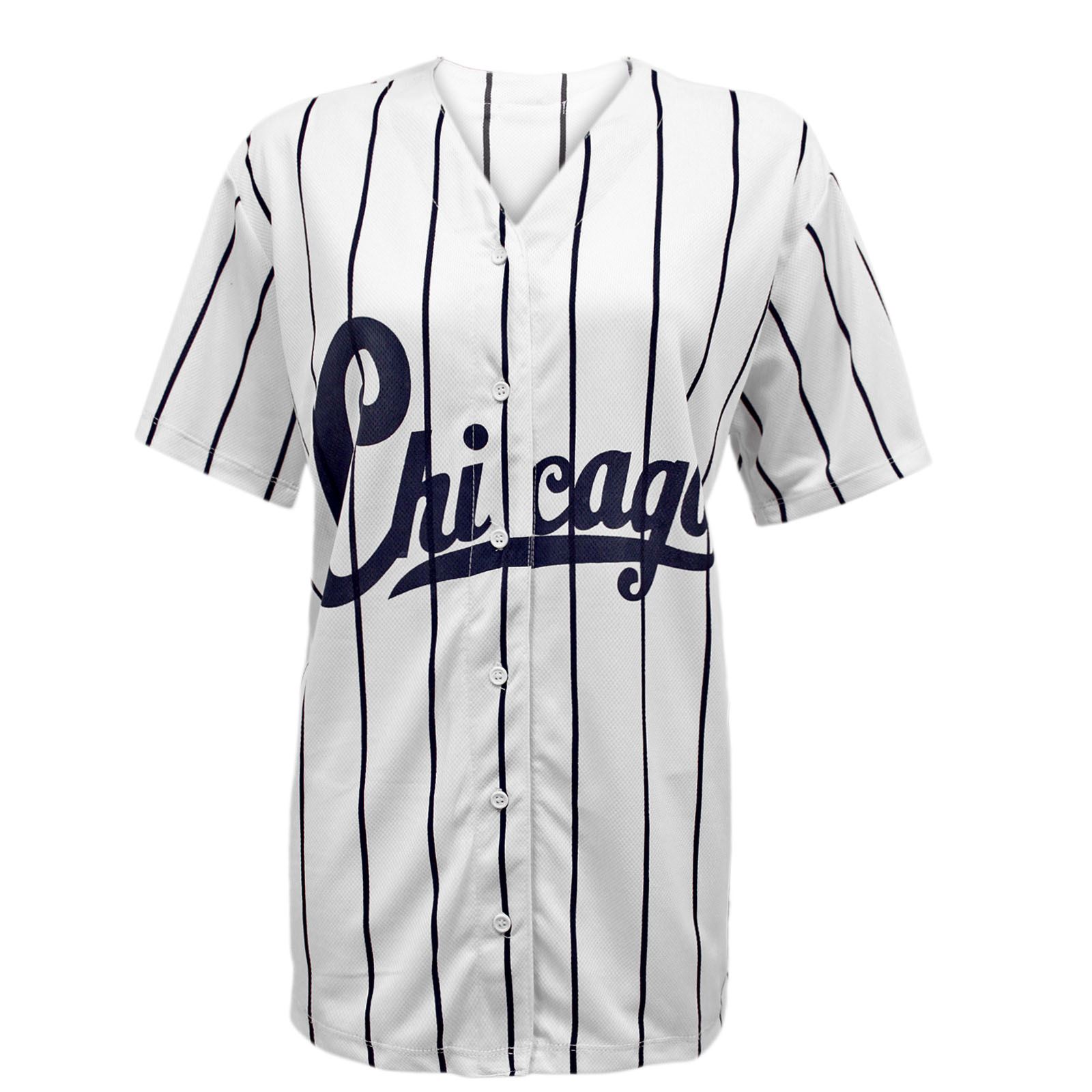 Señoras Mujeres Varsity Rayas Chicago American Béisbol Jersey Top