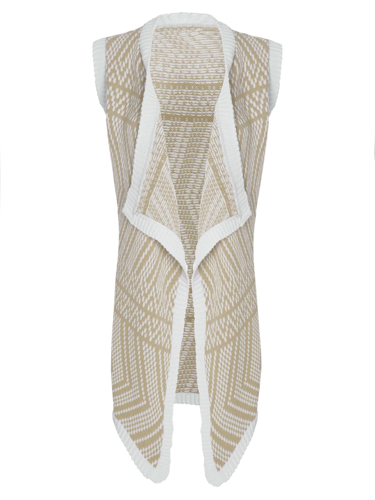 Ladies Womens Plus Size Knitted Cardigan Vest Zig Zag Pattern Waterfall Top ...