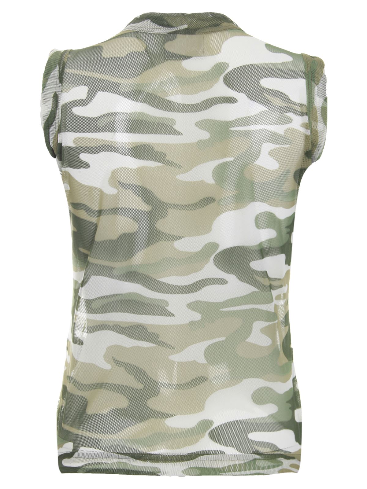 Womens Ladies Vest Camouflage Army Mesh Top Active Gym Top