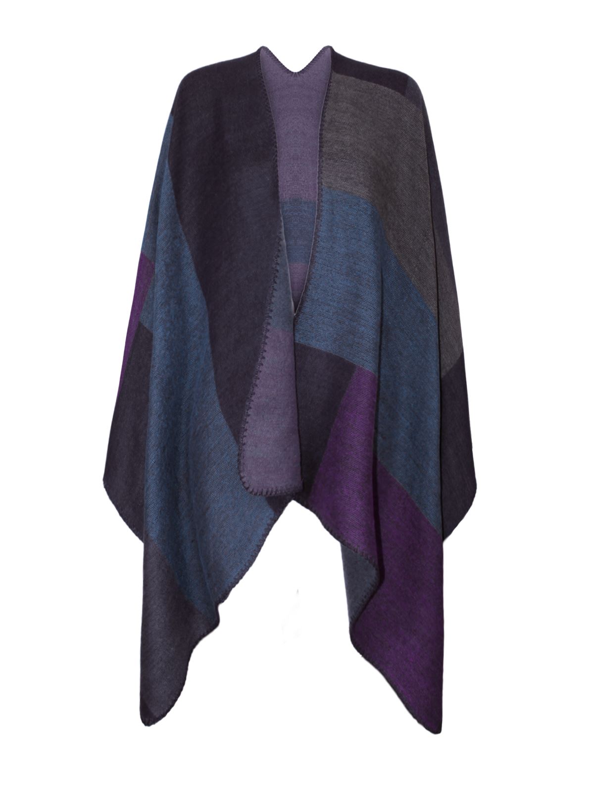 Womens Ladies Checked Tartan Knitted Cape Winter Stylished Poncho One