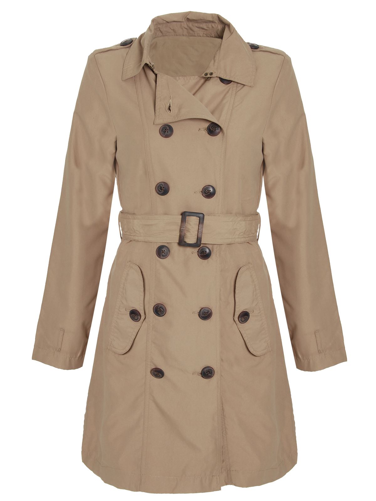 Womens Ladies Mac Double Breasted Buckle Belted Jacket Trench Coat eBay