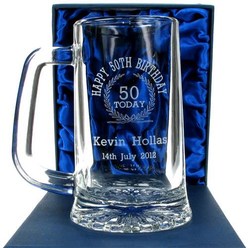 Personalised Gift Ideas 50th Birthday Engraved Glass Beer Tankard for ... Personalised Gift Ideas 50th Birthday Engraved Glass Beer Tankard for ...