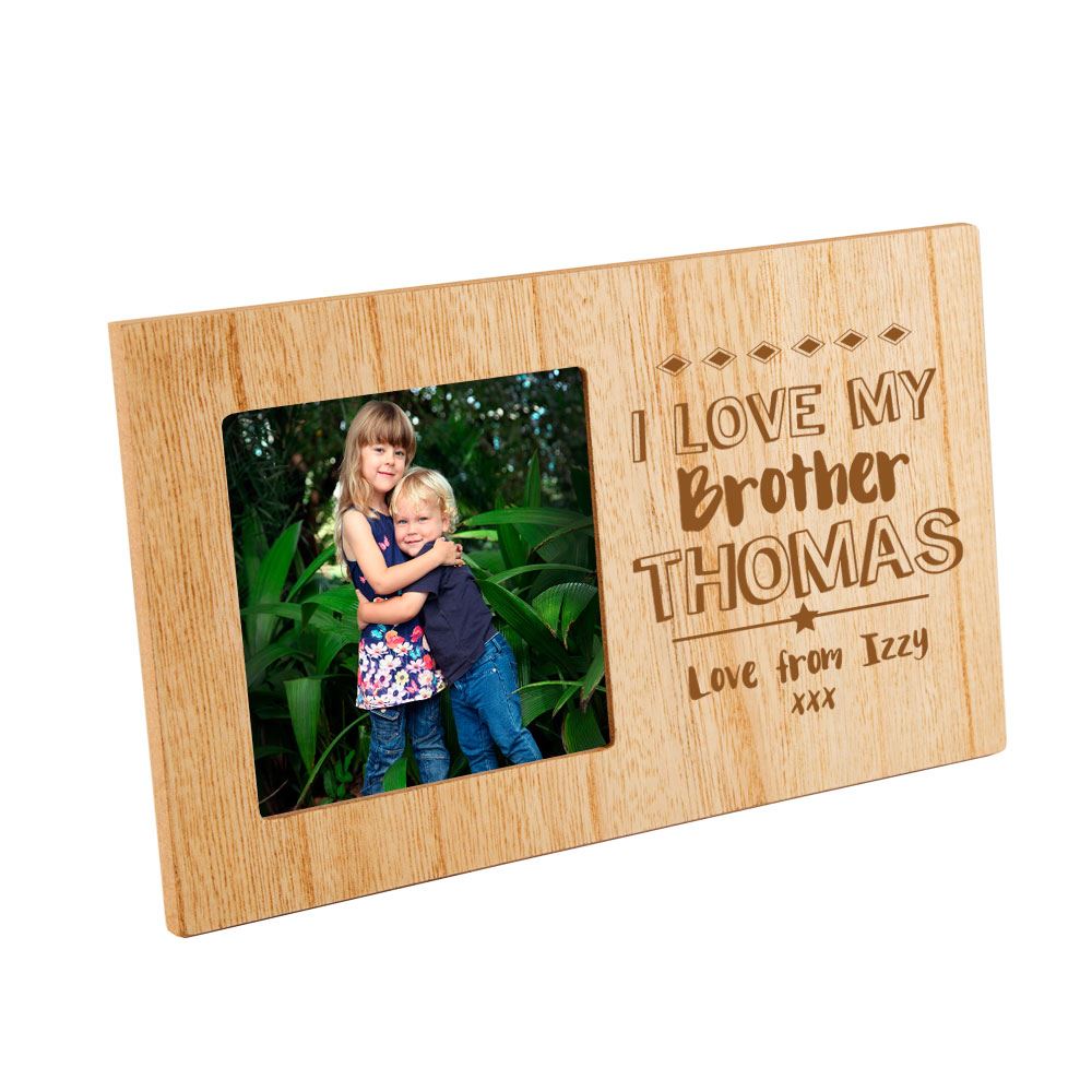 Bespoke I Love my Brother Wooden Photo Frame, Cool Birthday Gift
