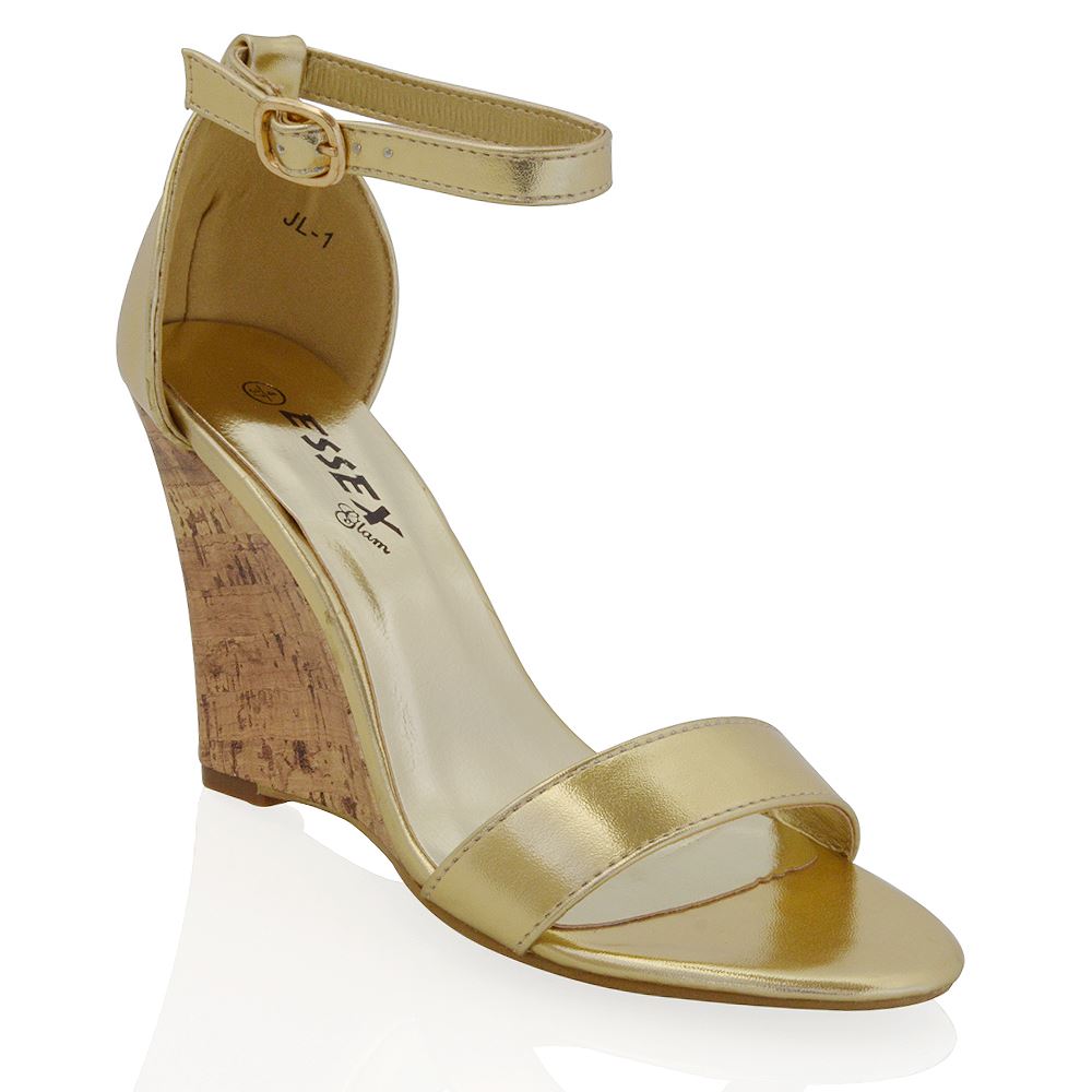 New Womens Wedge Heel Strappy Ladies Peep Toe Party Ankle Strap Sandals