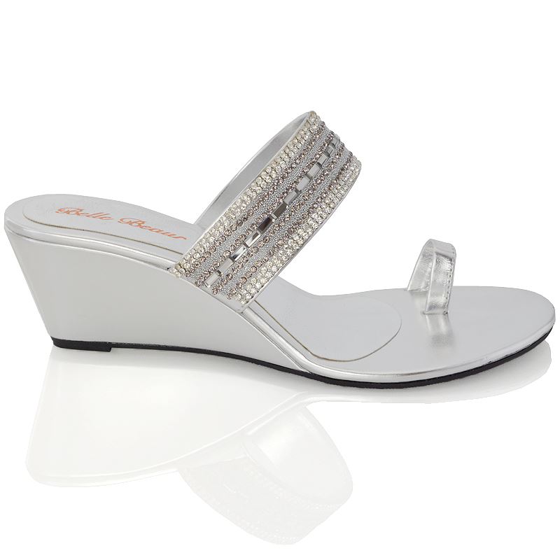 silver toe post wedge sandals