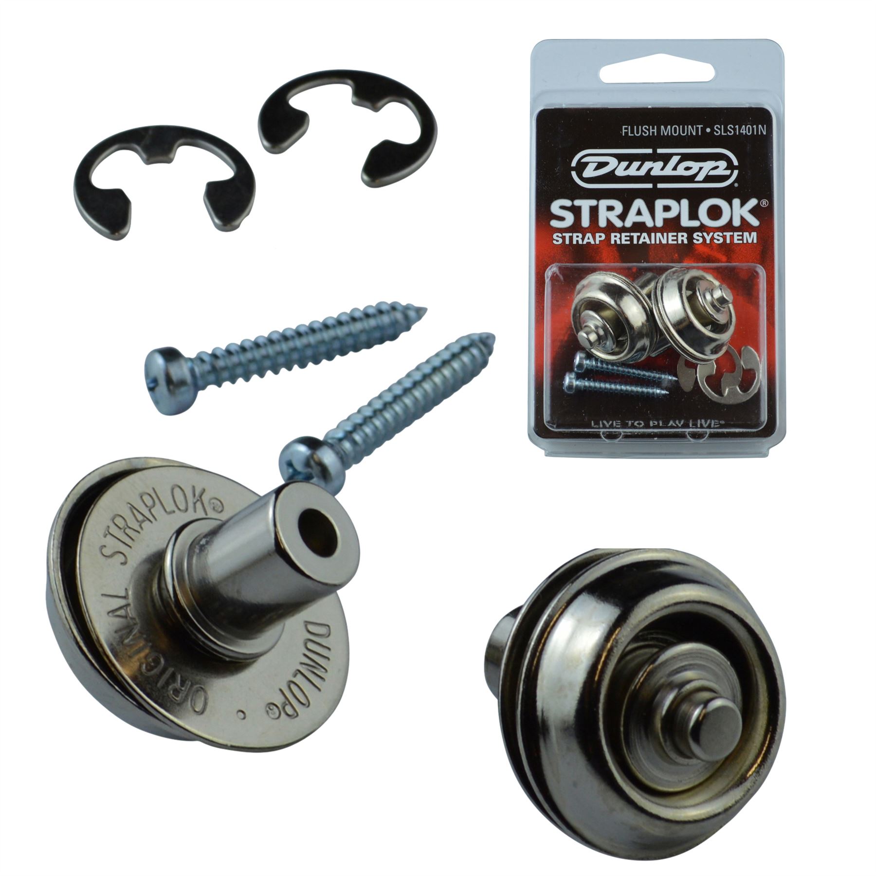 Dunlop Guitar Mount Straplocks Locking Strap Buttons (Flush Set Fitting