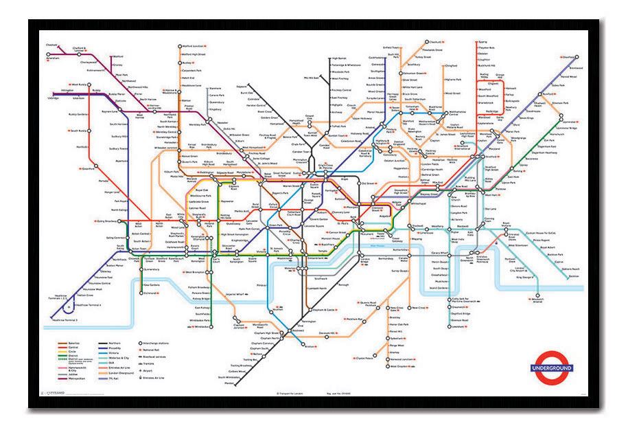 Framed Transport For London Underground Tube Map Poster New eBay