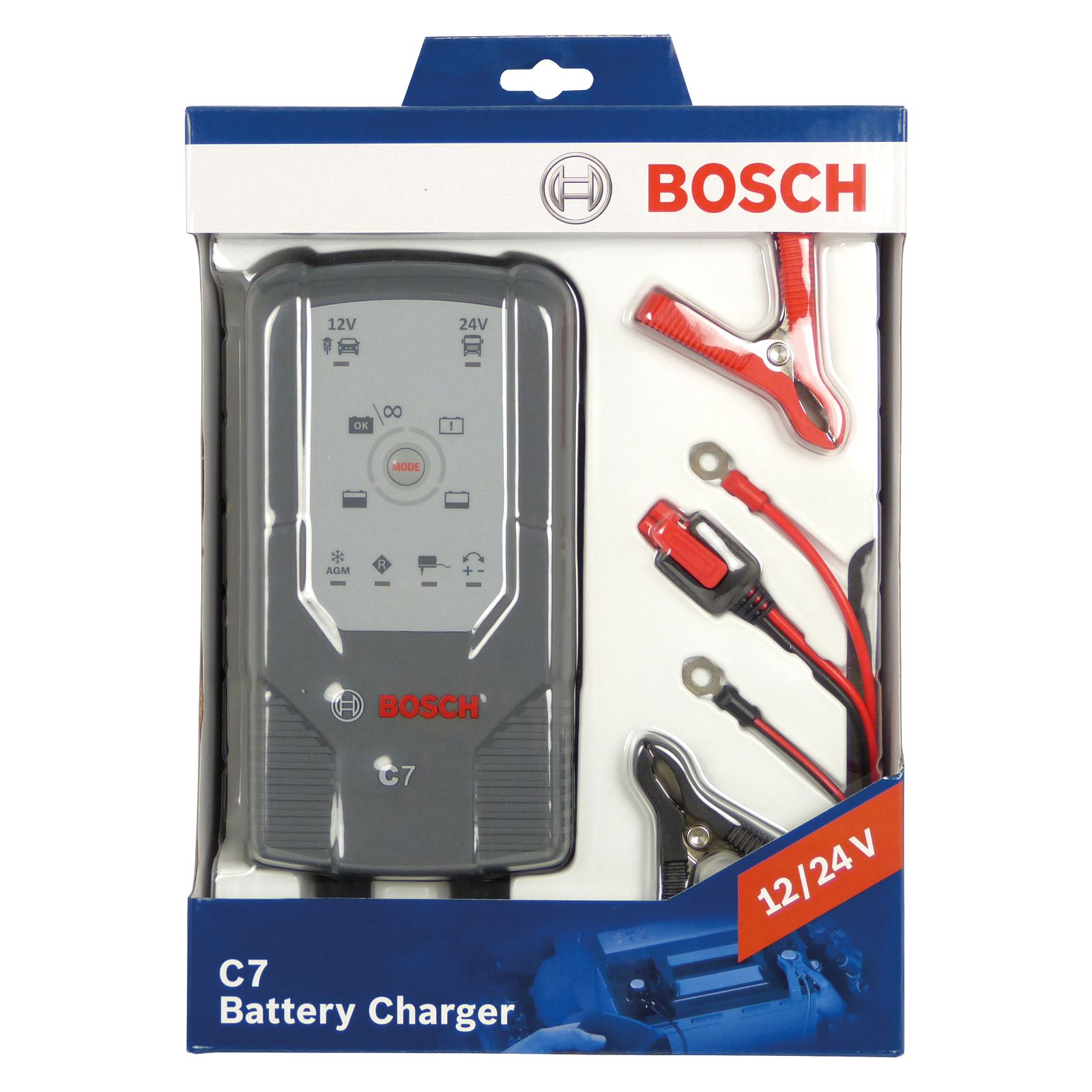 BOSCH C7 Car Bike Boat Lotty Battery Charger 12/24V AGM GEL Lead Acid