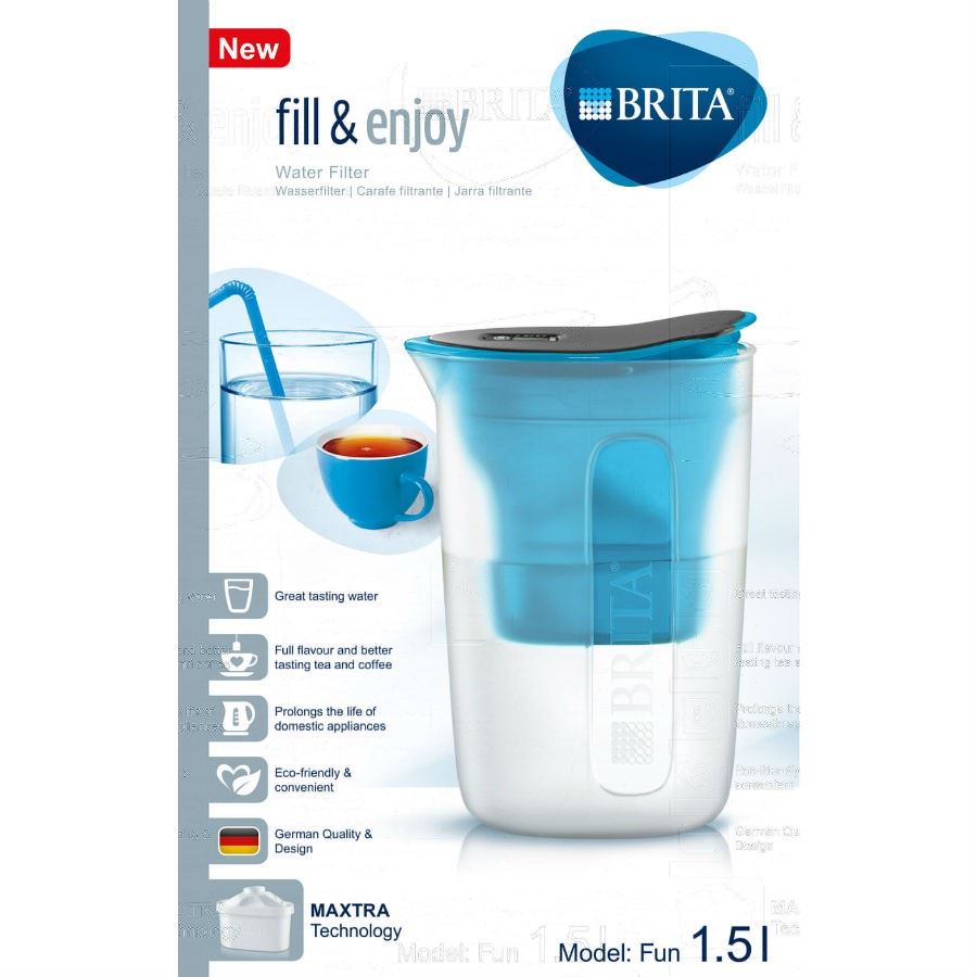 Brita Fill & Enjoy 1.5l Water Filter Jug with Cartridge for Camping