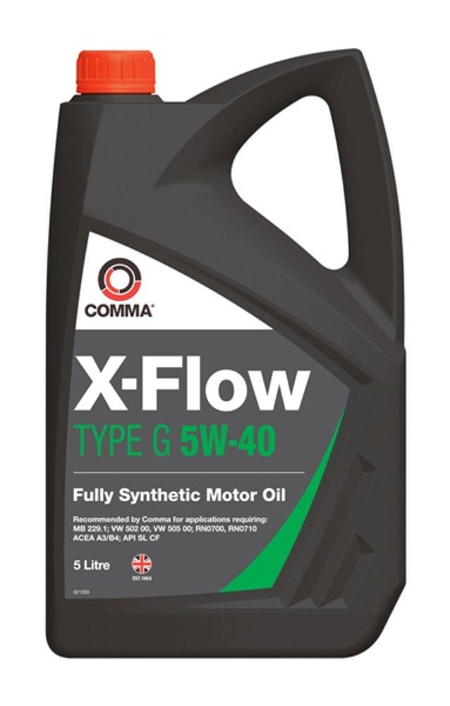 Comma XFG5L 5L XFlow Type G Fully Synthetic 5W40 Motor Oil VW 502.00