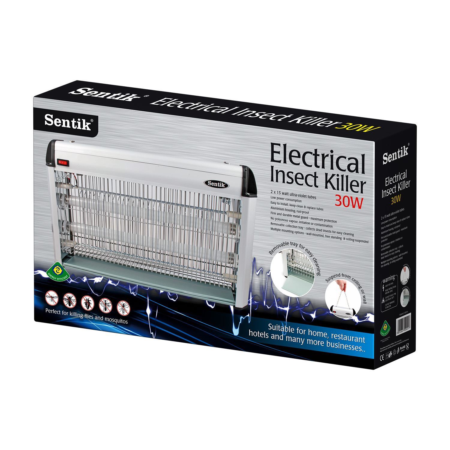 ELECTRIC INSECT FLY KILLER BUG ZAPPER HANGING CHAIN UV LIGHT INCLUDES 2