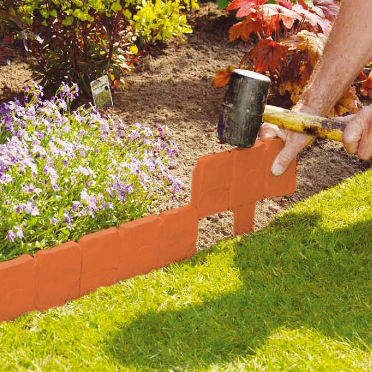 STONE BRICK COBBLED EFFECT PLASTIC GARDEN EDGING PLANT BORDERS LAWN eBay