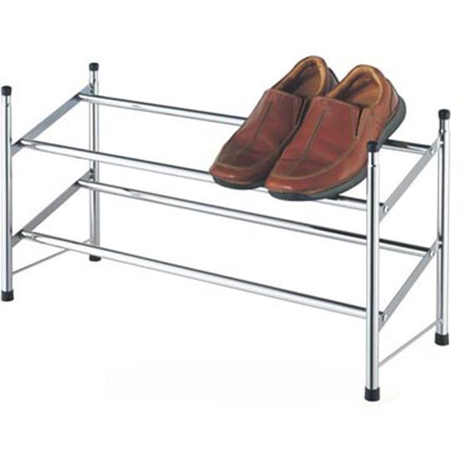 CHROME EXPANDABLE 2/4 TIER SHOE RACK STACKABLE EXTENDABLE EXPANDABLE