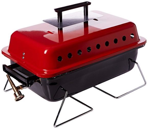 YELLOWSTONE PORTABLE RED GAS STOVE & BLACK DELUXE DOUBLE BURNER BBQ