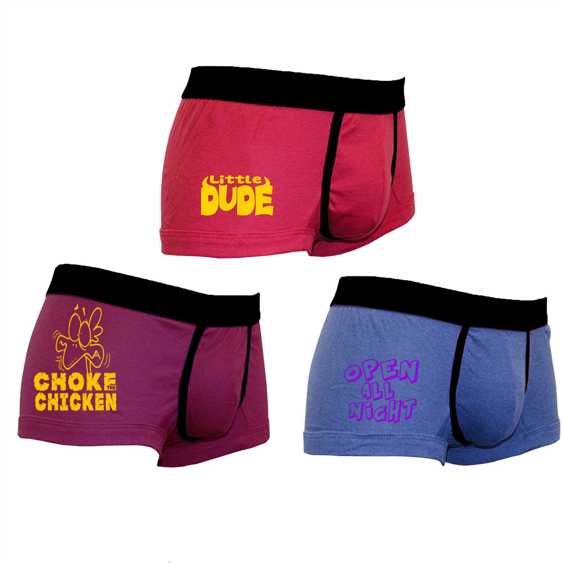 Mens 3 PACK Funny Boxer Shorts UnderwearAll NightChickenDude12
