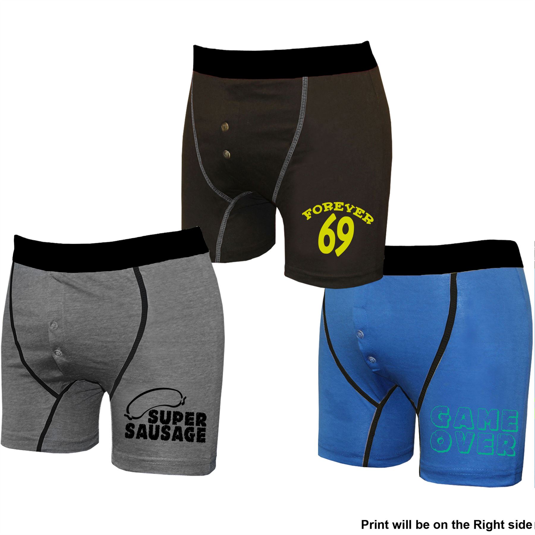 Mens 3 PACK Funny Boxer Shorts UnderwearSausageGameForever 69