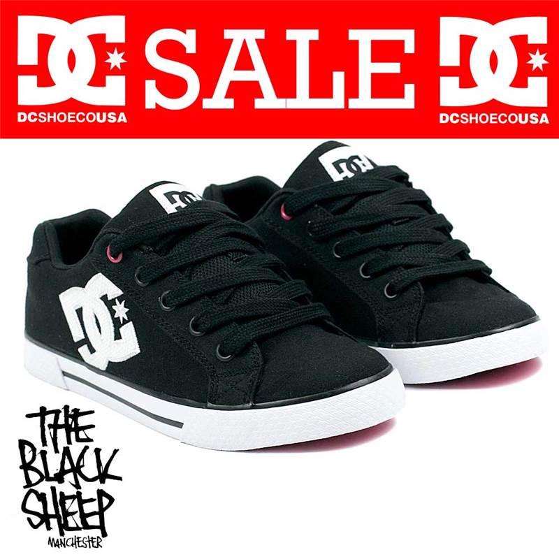 DC SHOE CO CHELSEA TX BLACK/CRAZY PINK WOMENS LACE UP SHOES SALE WAS