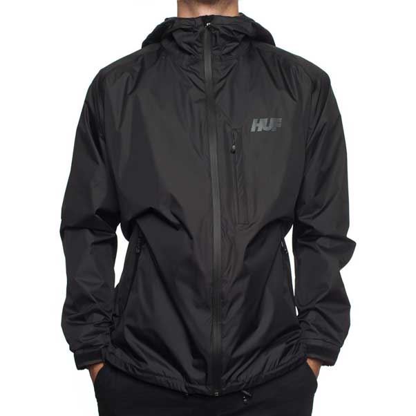 HUF APPAREL 10K MARATHON WINDBREAKER BLACK SKATE STREETWEAR SK8 JACKET