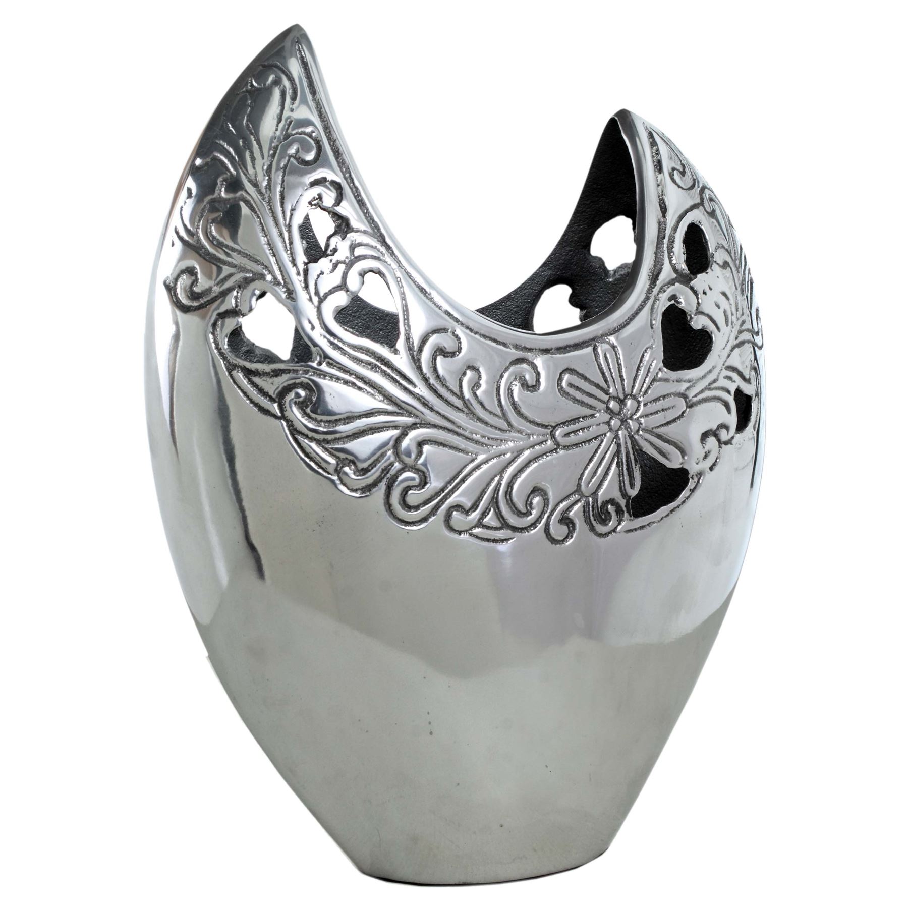 Aluminium Large Decorative Silver Tall Vase Shiny Polished Antique