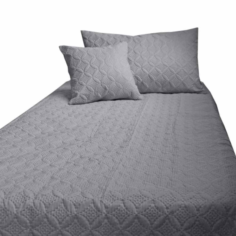 Grey Quilted Bedspread Throws & Filled Cushion Covers Large Small