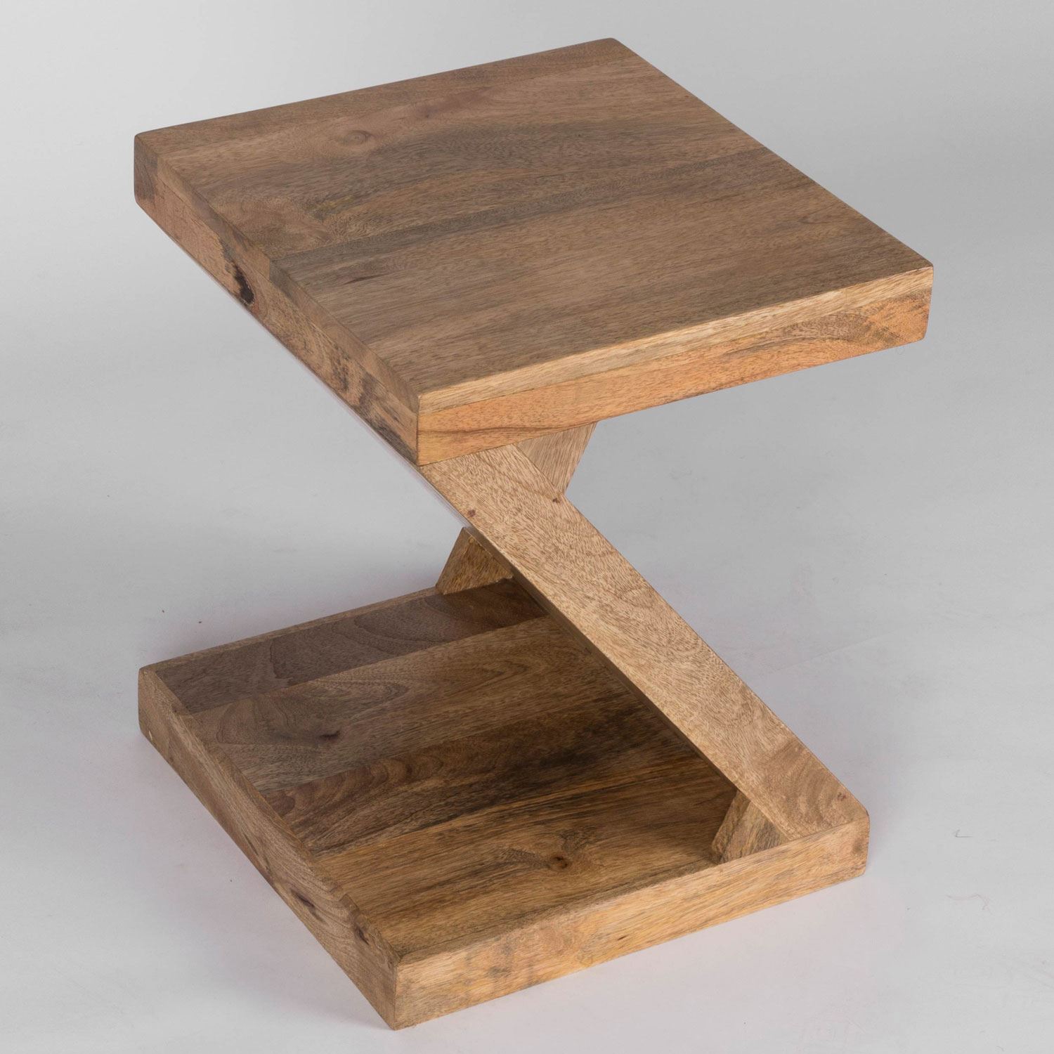 Dakota "Z" Shaped Side / End Table Handcrafted 100 Solid Mango Wood