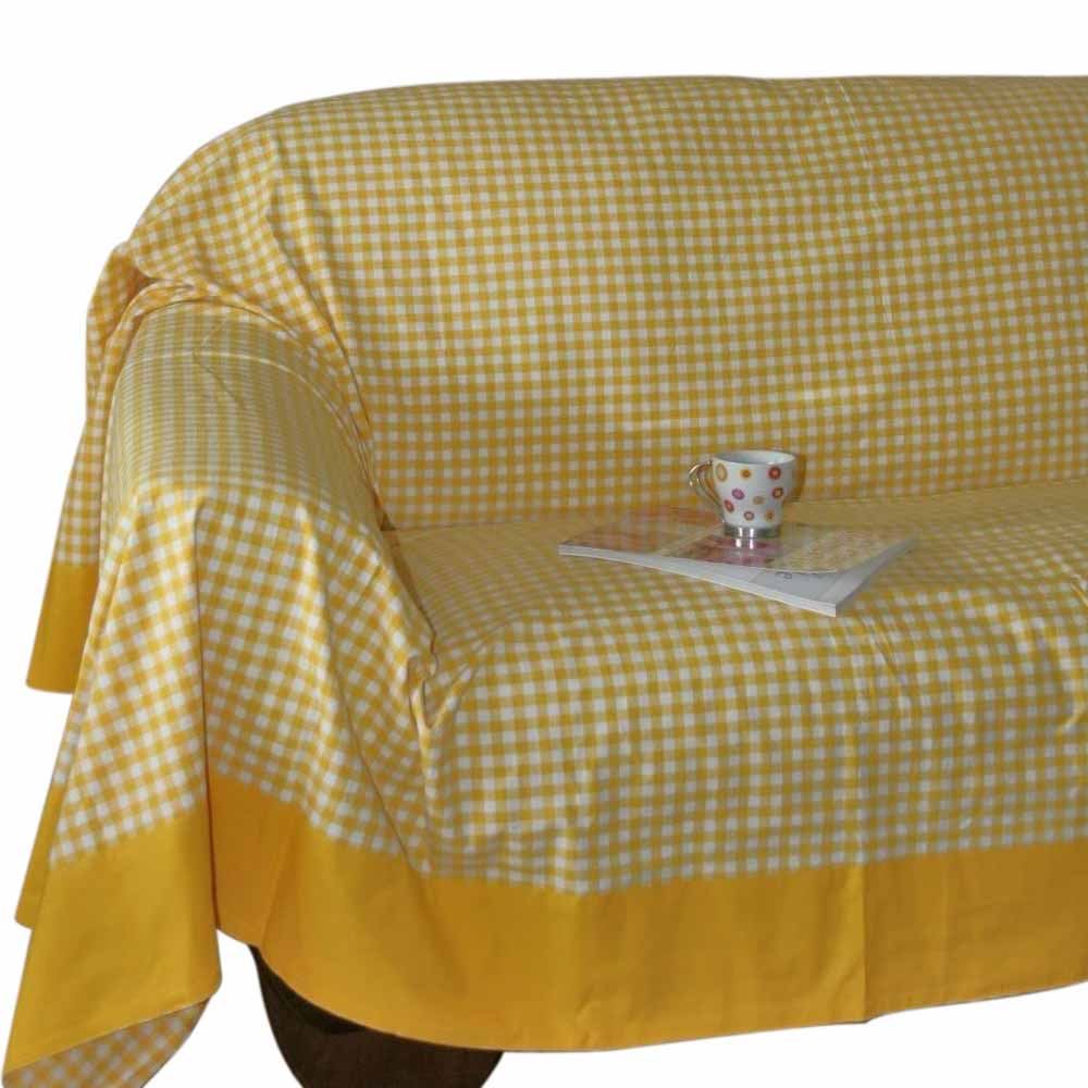 Gingham Check Extra Large Cotton Sofa Throw Bed Covers Settee Throws
