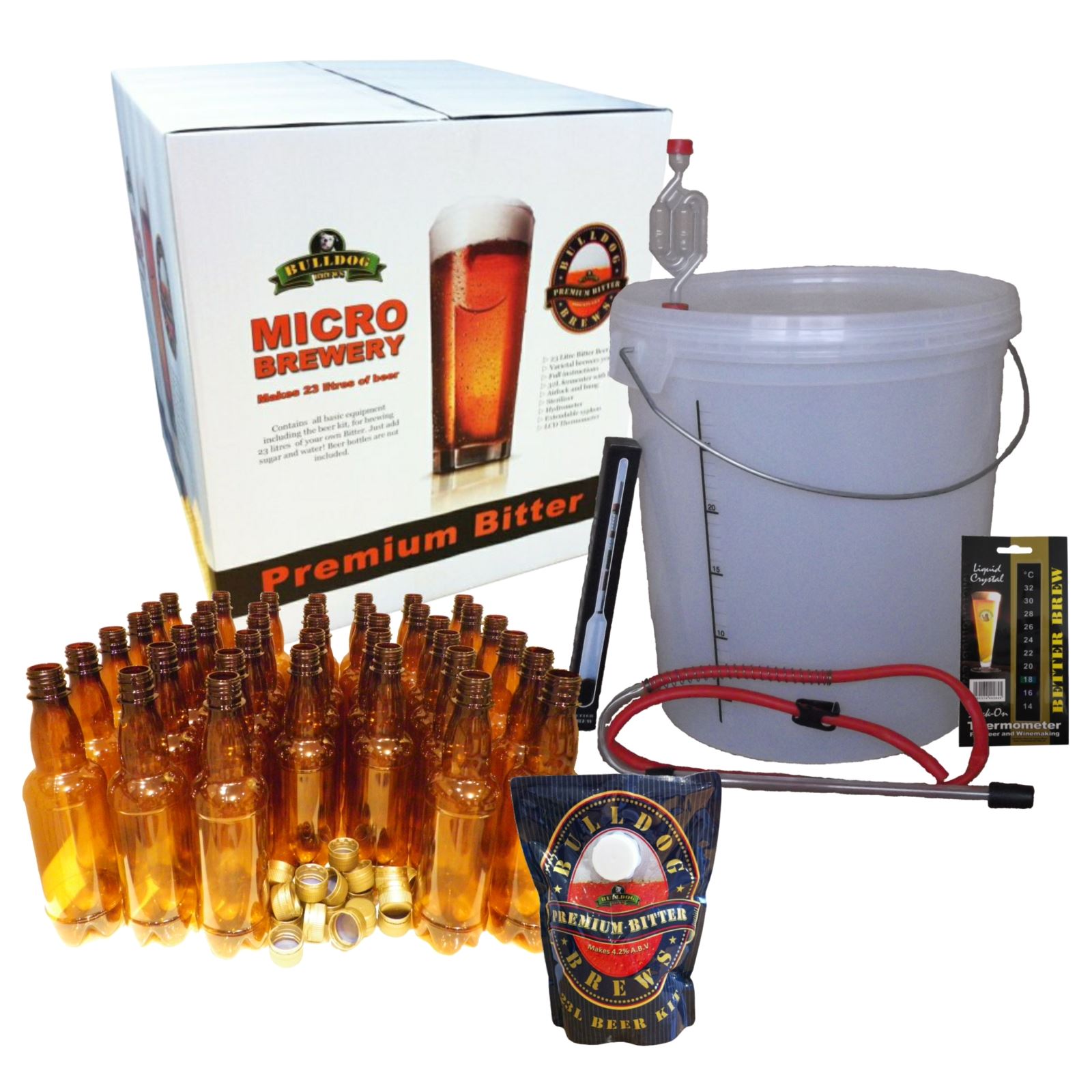 Bulldog Bitter Beer Making Starter Kit for 23L with 40 PET Pint Bottles