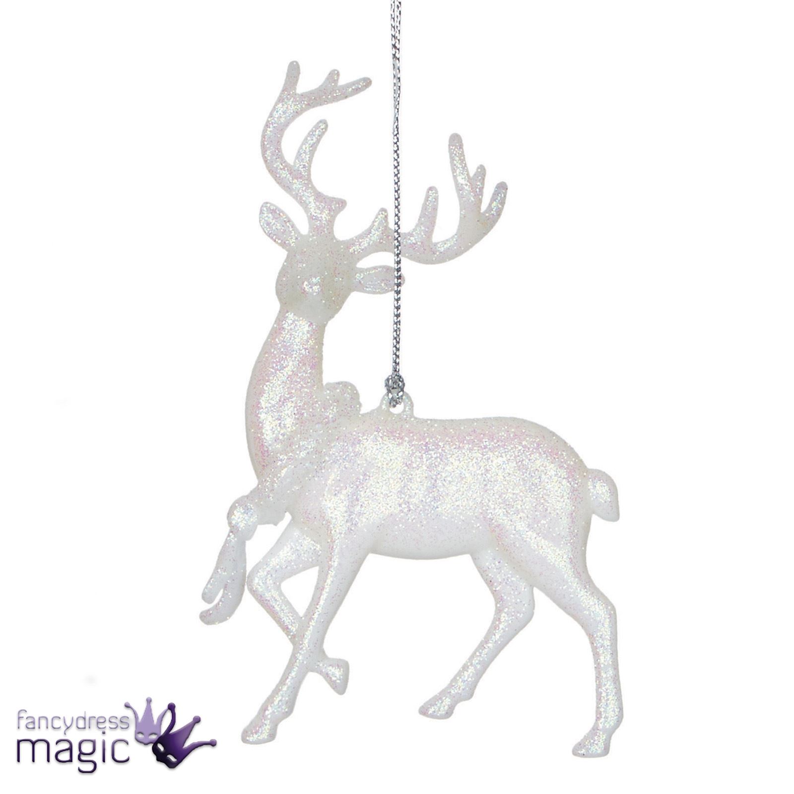 hanging reindeer stag wreath white iridescent glitter hanging reindeer stag wreath white iridescent glitter