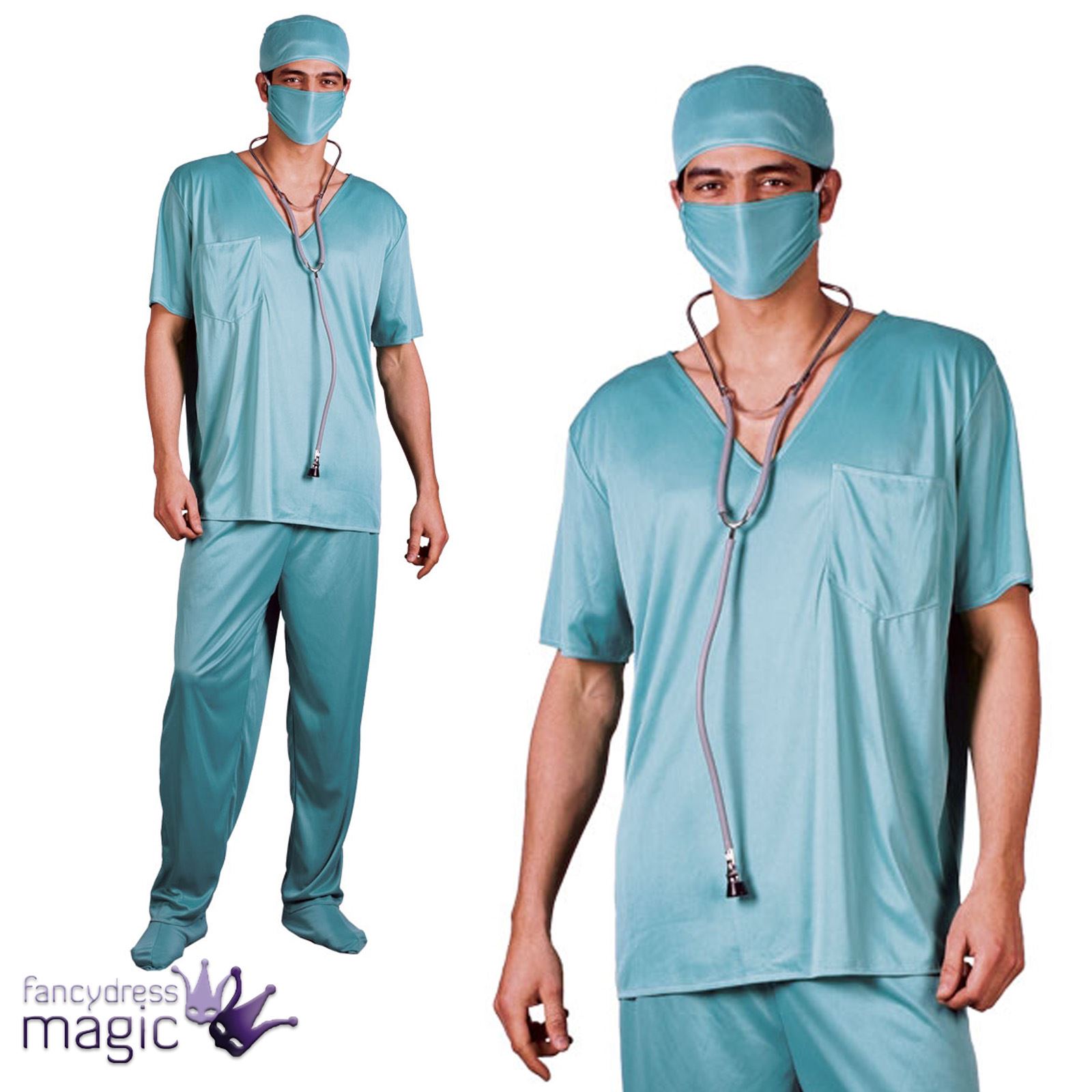 Adult Mens ER Surgeon Doctor Hospital Scrubs Fancy Dress Costume Outfit