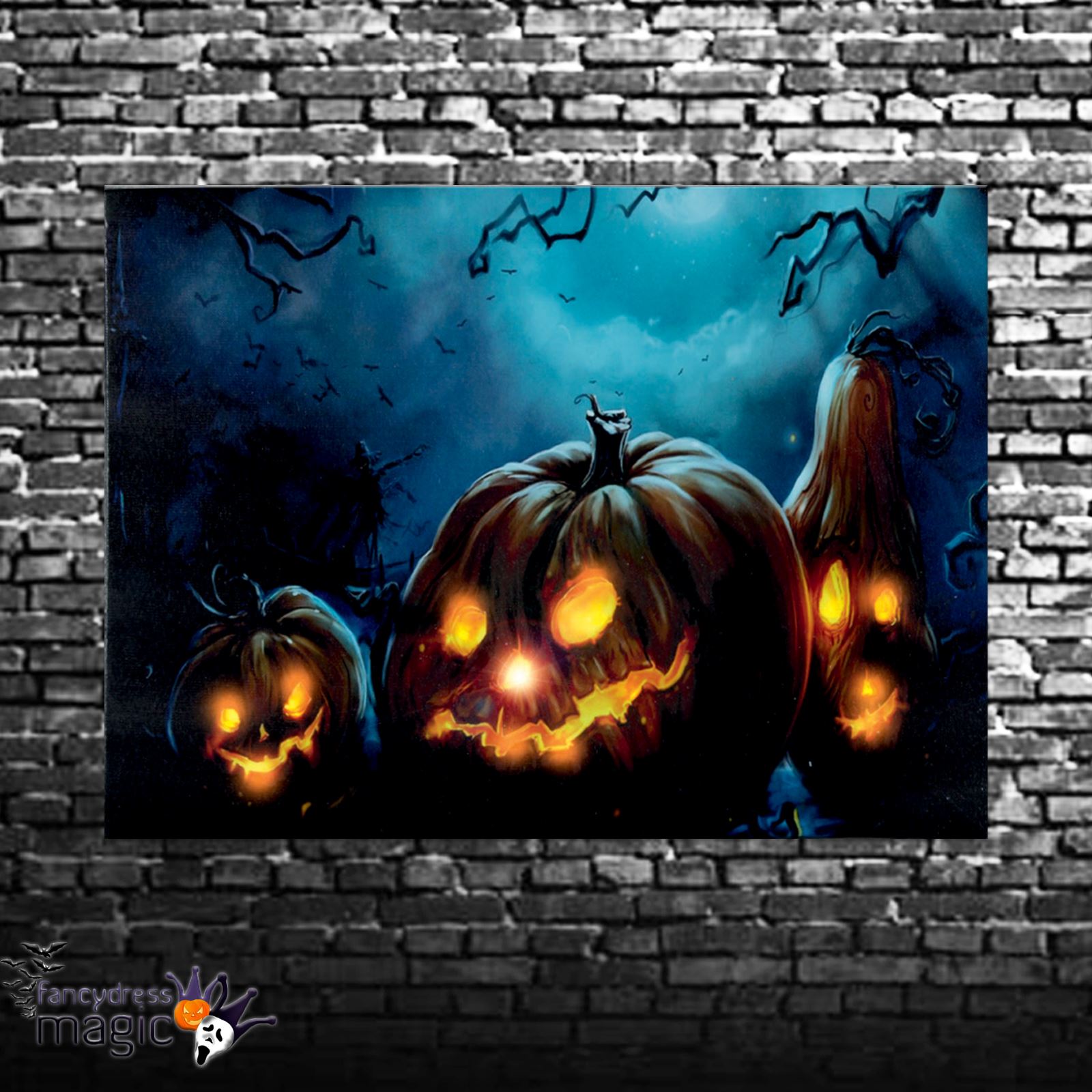 LED Light Up Hanging Canvas Picture Halloween Pumpkin Scene Wall Home Decoration eBay