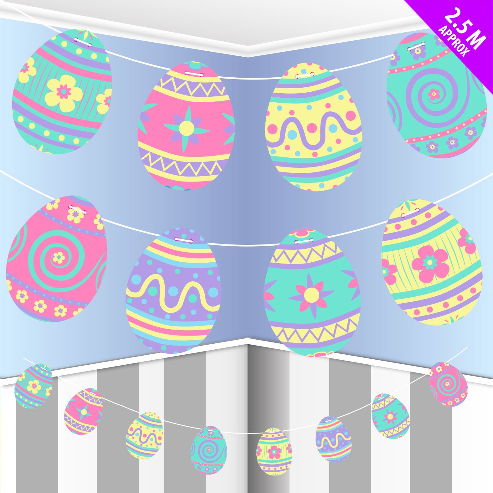 Easter Spring Egg Chick Flag Pastel Bunting Garland Partyware Party