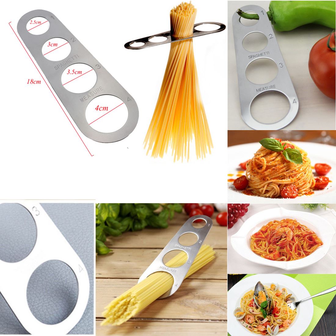 Acero Inoxidable Espagueti Medidor Pasta Fideos Métrico Cocinar